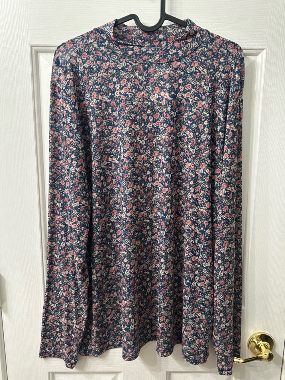 Torrid Mock Neck Top Mesh Long Sleeve Blue Pink Cream Floral 2X NWT